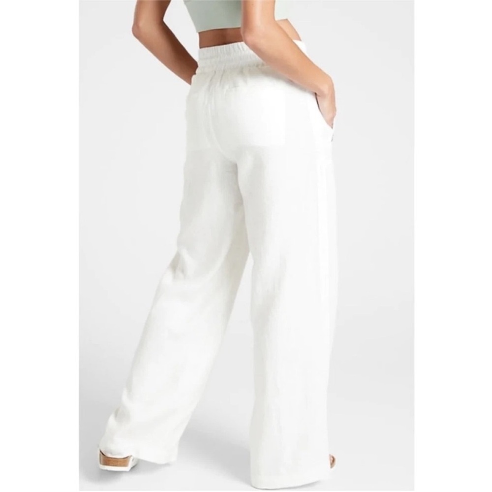 Athleta Cabo Linen Wide Leg Pant White Casual Athleisure Active Women’s Size 14 - Picture 2 of 12